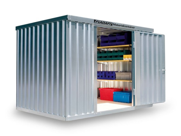 Container material FLADAFI MC 1300, zincat, demontat, cu podea din lemn, 3.050 x 2.170 x 2.150 mm, usa cu o singura aripa pe latura de 3 m, F13200101
