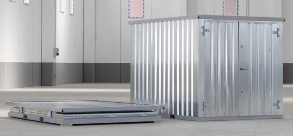 LagerContainerXXL 3 metrový skladovací kontejner s dvojitými dveřmi, stříbrno-šedá, A3746