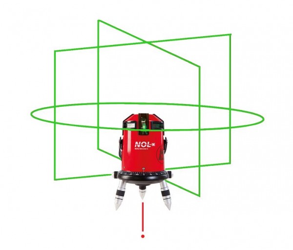 NESTLE Octoliner G met groene laserstraal Lijnlaser met 360° horizontale lijn, 4 verticale lijnen, loodpunt onder, IP54, 16114001