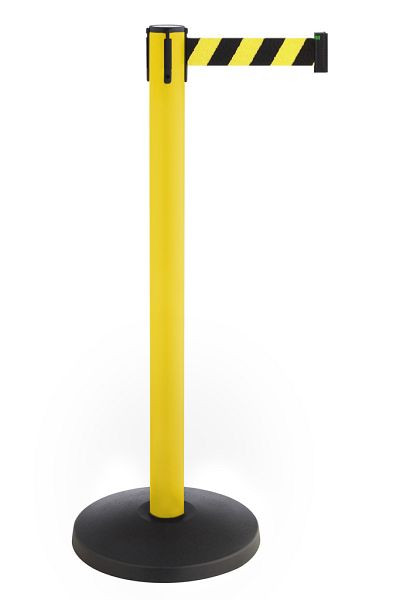 ALLROUNDLINE spærrestolpe med bælte, stolpe: sort / bælte: sort-gule diagonale striber, ALA-30-3.0-0170