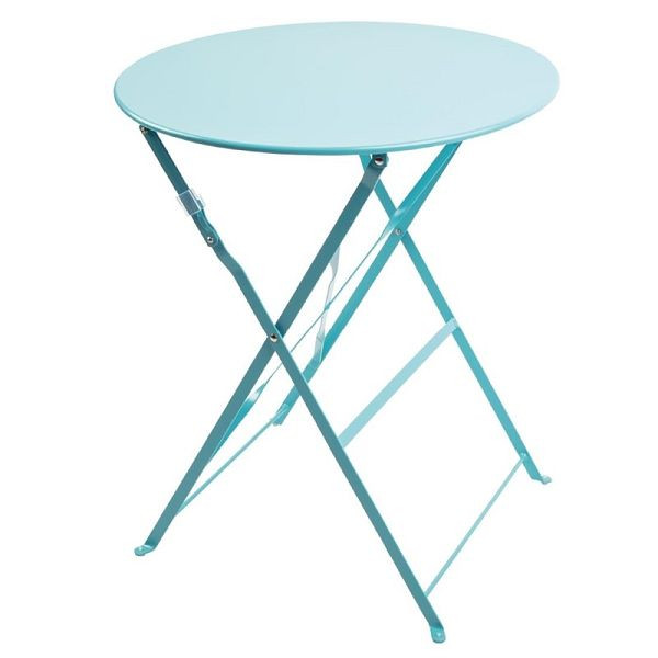 Bolero mesa de pátio dobrável redonda aço azul celeste 60cm, GK983