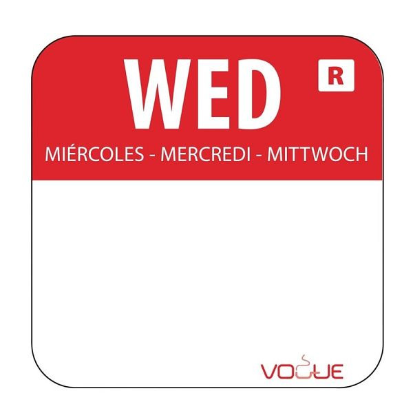 Vogue kleurcode sticker woensdag rood, VE: 1000 stuks, L933