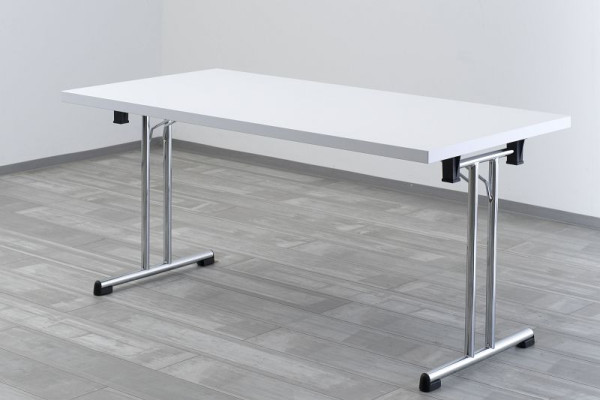Hammerbacher skládací stůl 160x80 cm bílý/chromový rám, obdélníkový tvar, VKL16/W/C