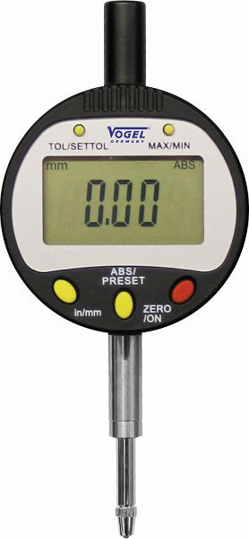 Cyfrowy czujnik zegarowy Vogel Germany, z wyjściem danych USB, 0 - 12,7 mm / 0 - 0,5 cala, 0,01 mm / 0,0005 cala, 242060