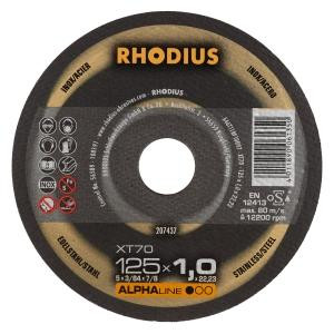 Rhodius ALPHAline XT70 extra dunne doorslijpschijf, diameter [mm]: 100, dikte [mm]: 1, boring [mm]: 16, VE: 50 stuks, 208697
