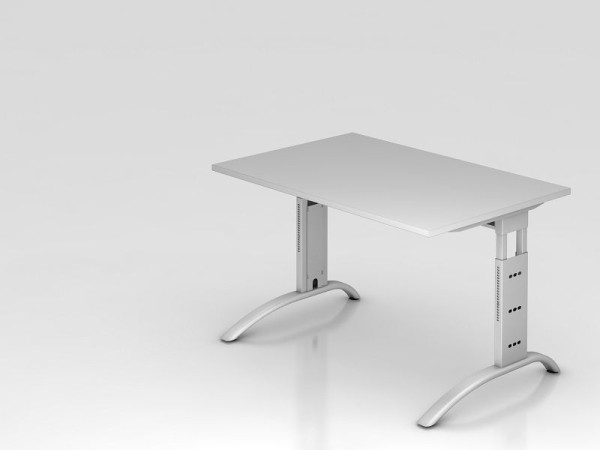 Hammerbacher skrivebord C-fod 120x80cm grå, arbejdshøjde 65 - 85 cm, VFS12/5/S