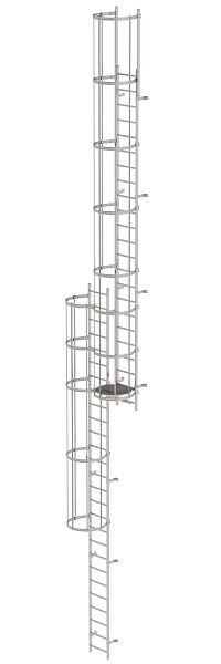 Munk Günzburger Steigtechnik Meerdelige vaste ladder met rugbescherming (noodladder) roestvrij staal 12,96m, 530235