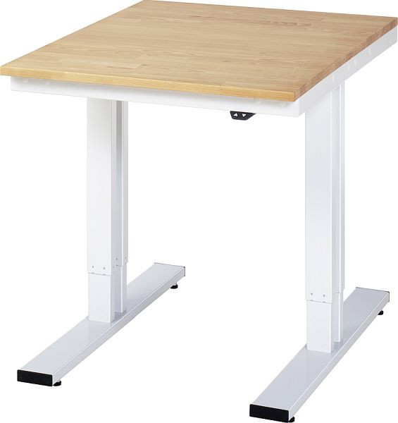 Stół roboczy RAU seria adlatus 300 (elektrycznie regulowana wysokość), blat z litego drewna bukowego, 750x720-1120x1000 mm, 08-WT-075-100-B