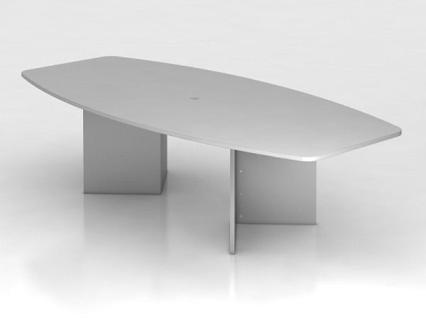 Hammerbacher konferencebord 280cm/grå træramme, tøndeformet, VKT28H/5/S