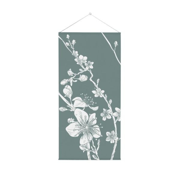 Showdown exibe tapeçaria suspensa 58 x 200 cm abstrata flor de cerejeira japonesa verde, FLAGBA580x2000I10
