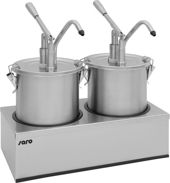 Saro sausdispenser model PD-002 inclusief houder voor twee sausdispensers, RVS, chroom, 421-1005