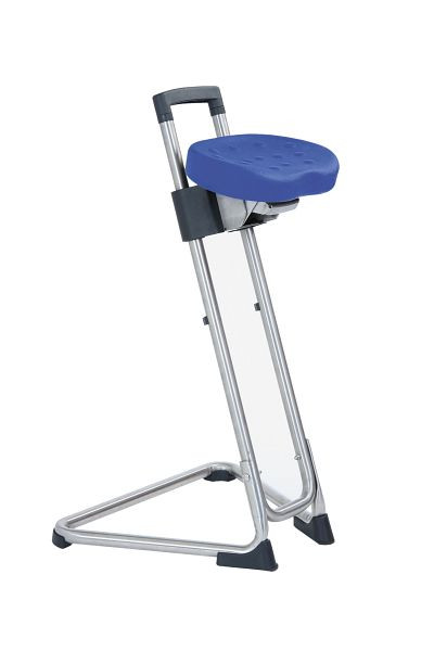 Lotz „Die Steadfast” suport pentru picioare, ergonomic, scaun PU negru, cadru din oțel inoxidabil reglabil pe înălțime 600-850, pivotant în lateral, 3600.33