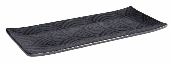 APS tarjotin -DARK WAVE-, 23 x 10,5 cm, korkeus: 1,5 cm, melamiini, sisäpuoli: sisustus, ulkopuoli: musta, 84905