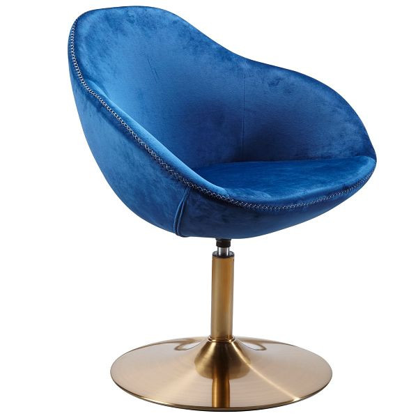Wohnling loungestoel Sarin fluweel blauw/goud 70x79x70 cm, WL5.920