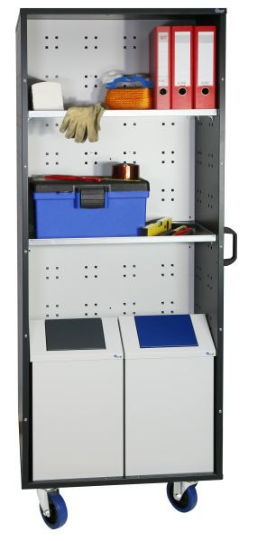 tępa mobilna szafka z panelami perforowanymi SmartCenter, obustronnie użytkowana, wyposażenie 2, 670-300-0-2-100