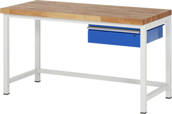 Pracovní stůl RAU série 8000 - rámová konstrukce (svařovaný rám), 1 x zásuvka, 1500x840x700 mm, 03-8001A1-157B4S.11