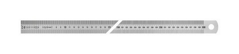 Régua de aço Vogel Germany, tipo B, 3000 x 30 x 1,0 mm, leitura da esquerda para a direita, 1018020300