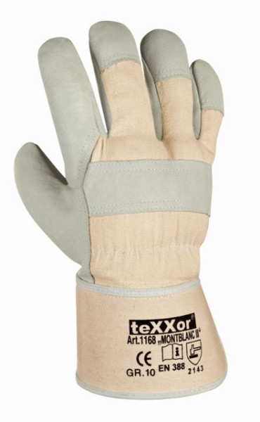 Γάντια από δέρμα αγελάδας teXXor ολικής αλέσεως "MONTBLANC III", μέγεθος: 8, συσκευασία: 120 ζεύγη, 1168-8