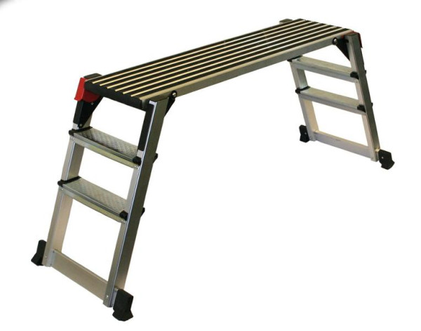 Busching arbejdsplatform ALU "L" foldbar/skridsikker, L1250xB300xH750mm, bæreevne 150kg, EN131, 100779