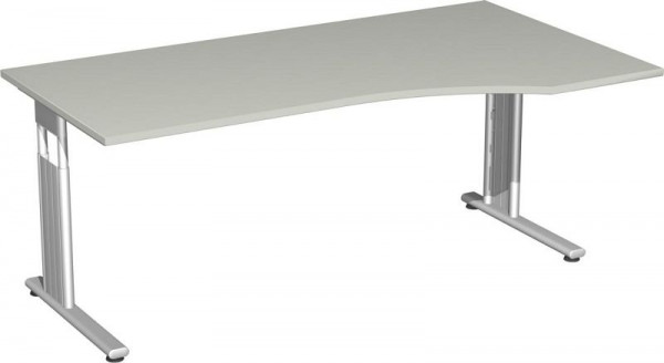 geramöbel PC stůl pravý, výškově nastavitelný, C base flex, 1800x1000x680-820, světle šedá/stříbrná, S-617305-LS
