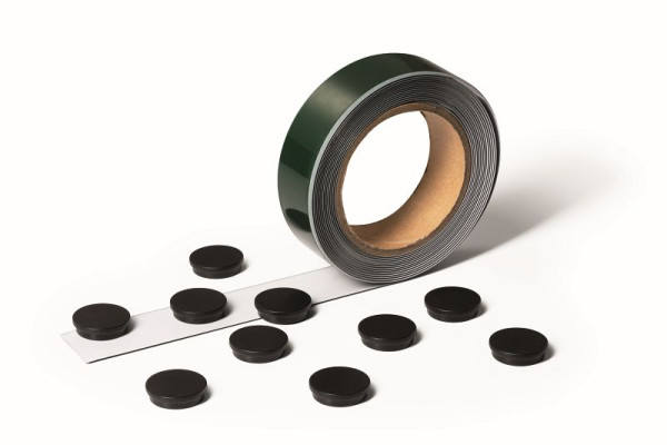 ODOLNÁ samolepicí kovová páska bílá, 3,5 x 500 cm, včetně 10 černých magnetů, balení 5 ks, 171702
