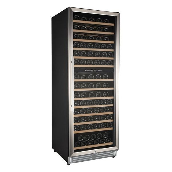 Refrigerador de vinhos Gastro-Inox de duas zonas 154 garrafas, 2 zonas 154 garrafas de vinho, resfriamento estático com ventilador, 205.020