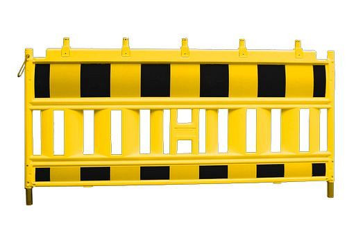 DENIOS bariérový plot Euro 2 dle ZTV-SA, šířka 2000 mm, žlutá černá s adaptérem na lampu, 249-312