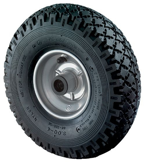BS-hjul lufthjul, bredde 50 mm, Ø200 mm, op til 80 kg, sort gummimønster, hjulhus stålfælg galvaniseret/lakeret, rulleleje, C90.201