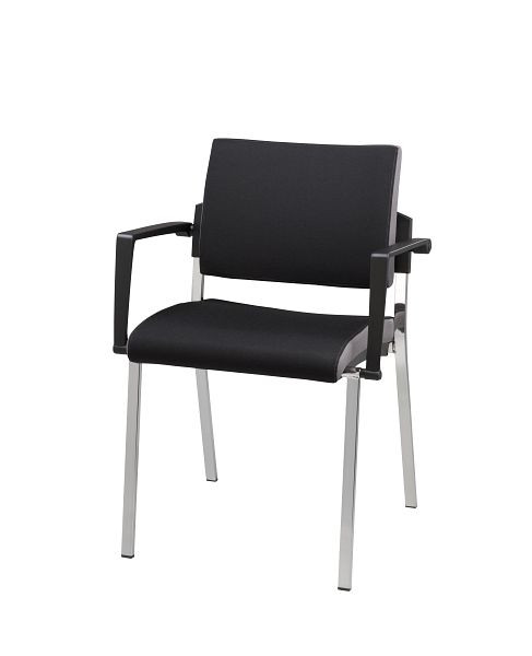 Krzesło dla gości Hammerbacher, na 4 nogach, zestaw 2 szt., czarne, wysokość 80 cm, szerokość siedziska 45 cm, VSBP1/D