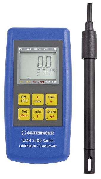 Dispozitiv de măsurare a conductibilității Greisinger GMH 3431, inclusiv celulă de măsurare cu 2 pini, 601917