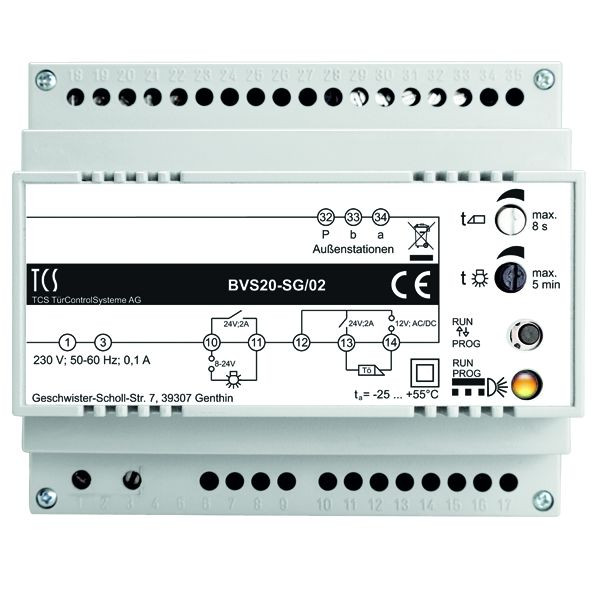 Napájecí a řídicí jednotka TCS BVS20-SG/02 pro audio systémy na 1 lince, 6 TE, BVS20-SG/02