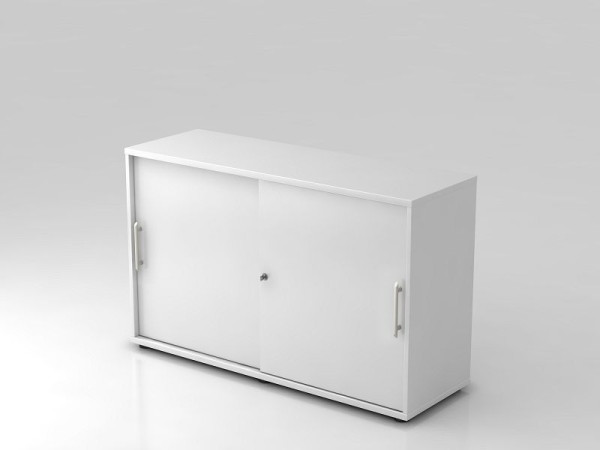 Hammerbacher skříňka posuvné dveře 2OH 120cm madlo na zábradlí bílá/bílá, 120x40x74,8 cm (ŠxHxV), V1752S/Š/Š/V