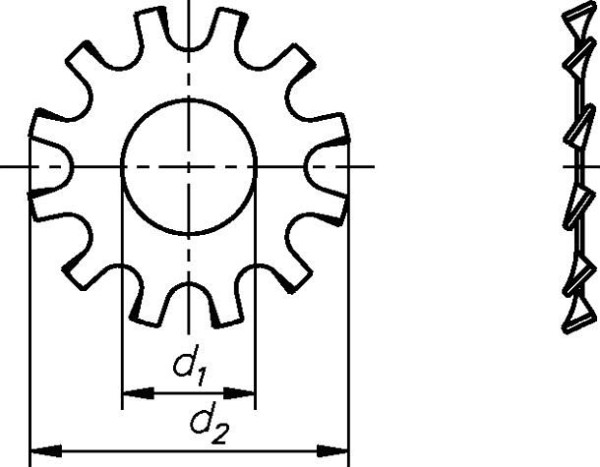 Dresselhaus-borgringen vorm A A2, DIN 6797, afmeting: M3.2, VE: 1000 stukjes, 0339700000320000000001