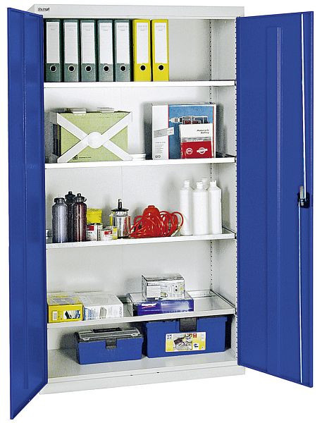 armário para ferramentas e materiais rombos série 3000, 7035/5010, 4 prateleiras de bandeja, 3008074