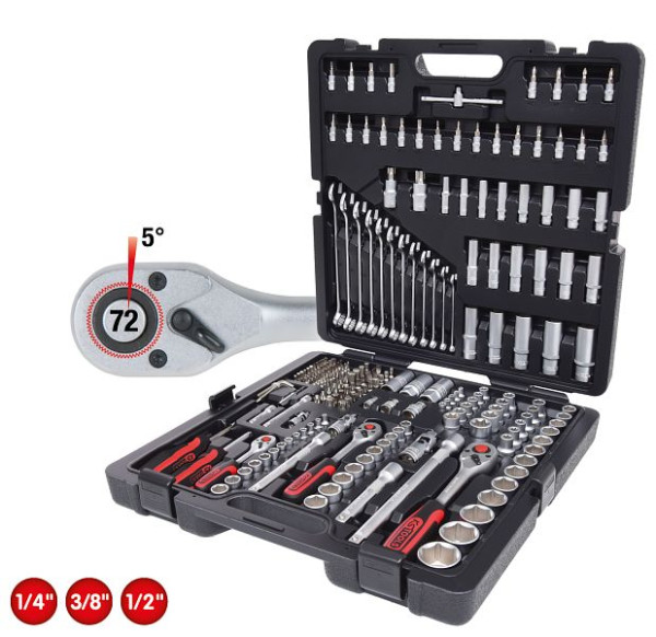 Conjunto de chaves de caixa KS Tools 1/4"+3/8"+1/2", 216 peças, 917.0216
