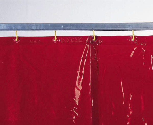 ELMAG hitsaussuojaverho punainen, leveys: 1300 x korkeus: 2200x0,4 mm standardin prEN 1598/1994, 56252 mukaisesti