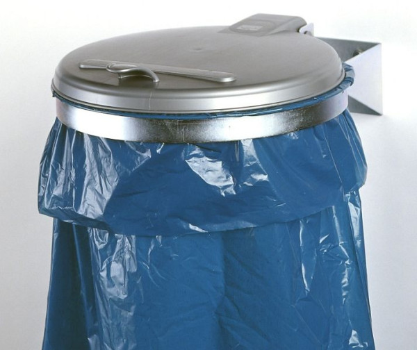 VAR-konsol, galvaniseret affaldsbeholder med plastlåg, sølv, 1091