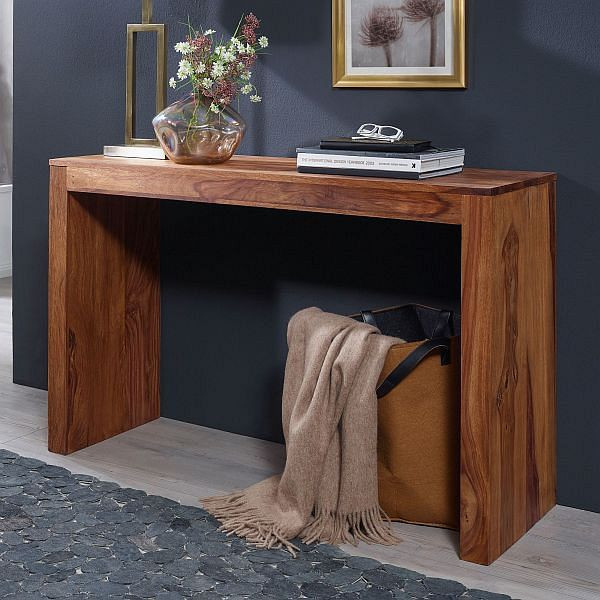 Wohnling stół konsolowy MUMBAI konsola z litego drewna sheesham 115 x 40 cm styl wiejski, nowoczesne drewno naturalne, WL1.785