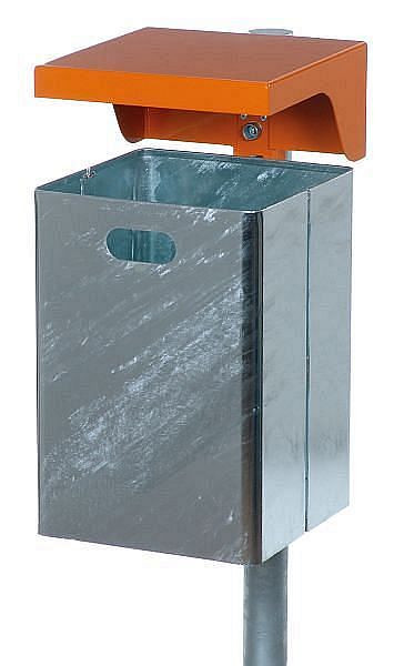 Renner prostokątny kosz na śmieci 40 L (bez popielniczki), do montażu na ścianie i słupku, ocynkowany, stojak i pokrywa powlekane, mika żelazna, 7049-00PB DB703