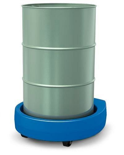 DENIOS looprol Poly200 E van polyethyleen (PE), 2 bokwielen, 2 zwenkwielen, blauw, 181-868