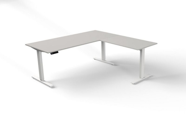 Kerkmann zit/sta tafel B 1800 x D 800 mm met opzetelement, elektrisch in hoogte verstelbaar van 720-1200 mm, kleur: lichtgrijs, 10382411