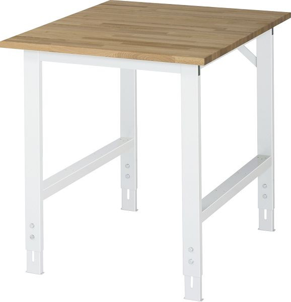 Stół roboczy z serii RAU Tom (6030) - blat z litego drewna bukowego z regulacją wysokości, 750x760-1080x1000 mm, 06-625B10-07.12