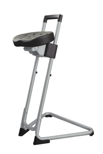 Lotz „Die Steadfast” asistență în picioare, ergonomic, scaun PU negru, cadru gri deschis, înălțime reglabilă 600-850, pivotant lateral, 3600.11