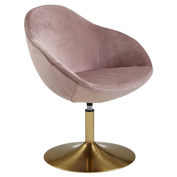 Wohnling loungestol SARIN fløjl pink / guld 70x79x70 cm design, WL6.204
