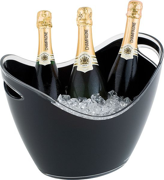 Chladnička na víno/šampaňské APS, 35 x 27 cm, výška: 25,5 cm, MS, černá, 6 litrů, se 2 bočními otvory, vhodná pro více lahví, 36054