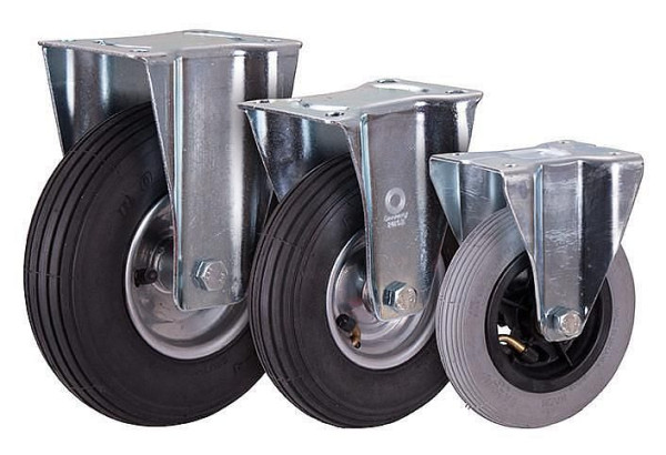 VARIOfit fast hjul med pneumatiske dæk, 150 x 30 mm, grå, på stålfælg, bpl-150.001