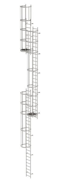 Munk Günzburger Steigtechnik Meerdelige vaste ladder met rugbescherming (noodladder) RVS 14,36m, 530240