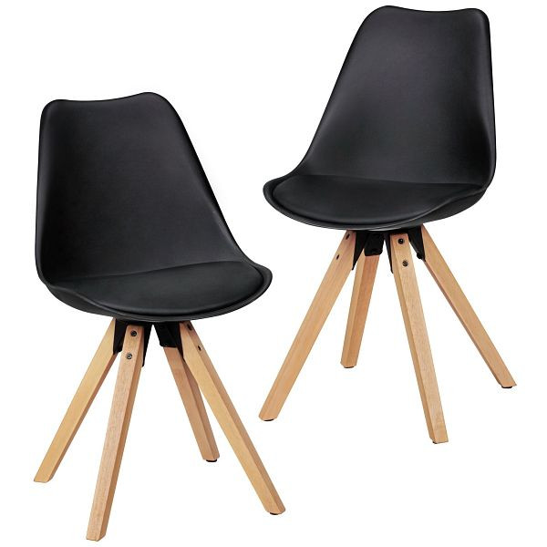 Wohnling Zestaw 2 krzeseł do jadalni w stylu retro Lima czarny, WL5.022