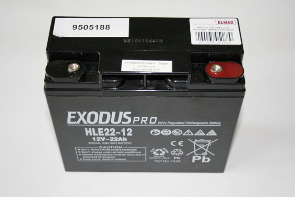 ELMAG batteri 12 volt 'EXODUS' til START TRUCK 5000/2500 (2200/4400) (2x) og START BOOSTER 2500 (2200) (1x), 9505188