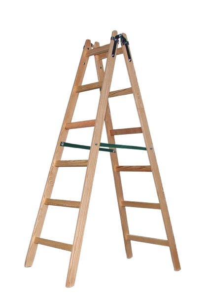 VaGo-Tools houten ladder ladder trapladder 2 x 6 treden tweezijdige vouwladder, HL-206_jv